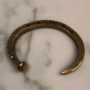 ⛱️🔥Giles & Brother - Antique Brass Railroad Spike Cuff Bracelet - OS